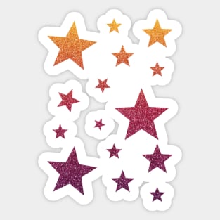 Orange Red Purple Ombre Faux Glitter Stars Sticker